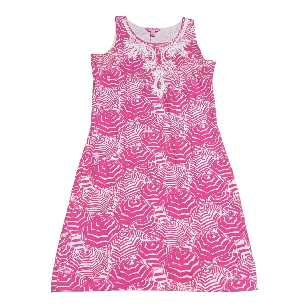 Lilly Pulitzer Hot Pink White Cotton Spandex Patterned Dress Women's Small